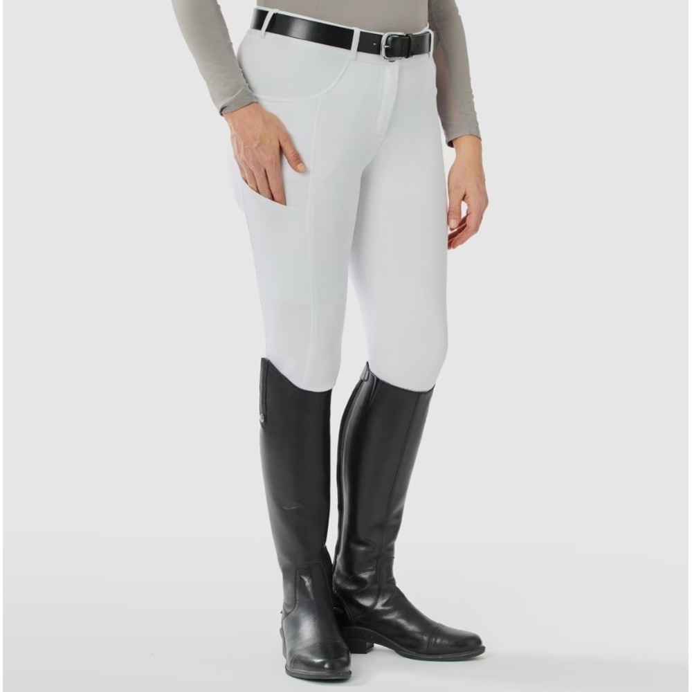 Piper by SmartPak White Mid Rise Full Seat Knit Breeches Equestrian Pants 30R